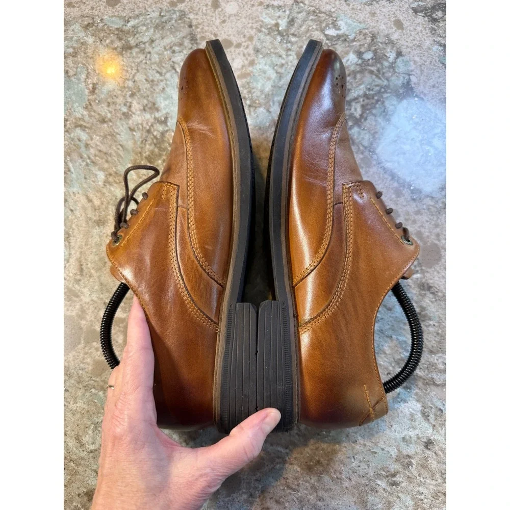 Rockport Wingtip Oxford Dress Shoes Tan Leather Mens Sz 10 Lace Up Trutech‎